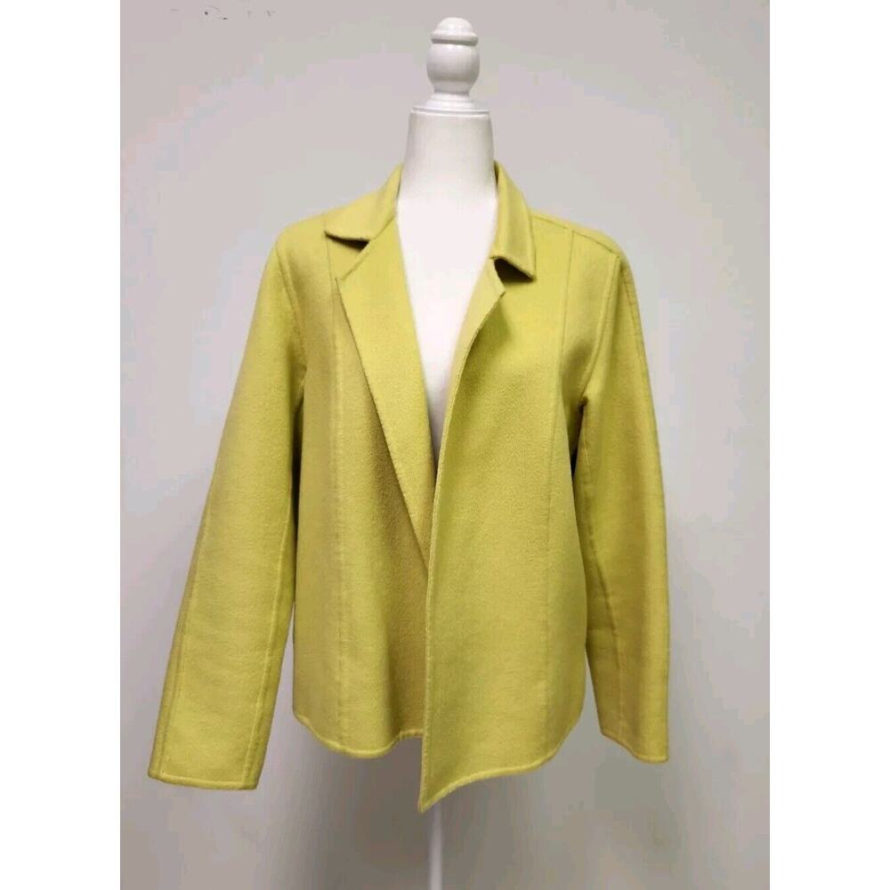 Carlisle Vintage Citron Wool Angora Jacket Open Front Pockets Size 10